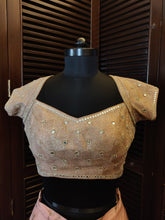 Load image into Gallery viewer, Peach and gold mirrorwork blouse