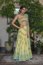 Load image into Gallery viewer, lemon and blue ombre lehenga