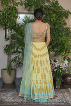 Load image into Gallery viewer, lemon and blue ombre lehenga