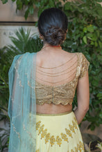 Load image into Gallery viewer, lemon and blue ombre lehenga