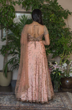 Load image into Gallery viewer, Peach lehenga with print and embroidery
