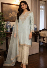 Load image into Gallery viewer, Ice blue kaftan and trouser suit
