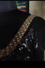 Load image into Gallery viewer, Black and gold sequin blouse
