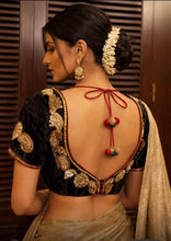 Load image into Gallery viewer, Black velvet zardozi blouse
