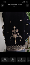 Load image into Gallery viewer, Navy velvet blouse with antique zardozi
