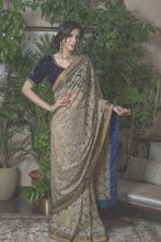 Load image into Gallery viewer, Navy velvet blouse with antique zardozi

