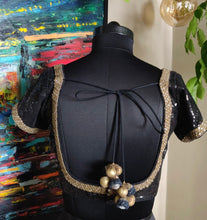 Load image into Gallery viewer, Black and gold sequin blouse
