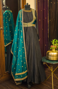 black and peacock zardozi anarkali