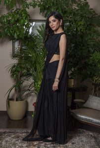 Black draped saree