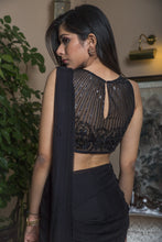 Load image into Gallery viewer, Black draped saree
