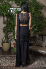 Load image into Gallery viewer, Black draped saree
