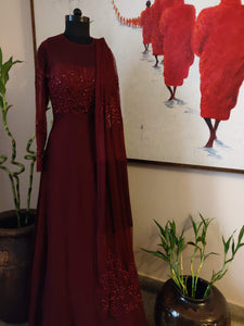 Maroon anarkali gown