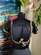 Load image into Gallery viewer, Black and gold sequin blouse
