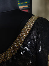 Load image into Gallery viewer, Black and gold sequin blouse
