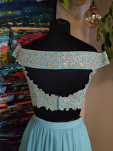 Load image into Gallery viewer, Turquoise off shoulder blouse
