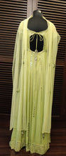 Load image into Gallery viewer, Lime green ombre anarkali with mirror work
