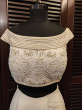 Load image into Gallery viewer, White off shoulder embroidery blouse
