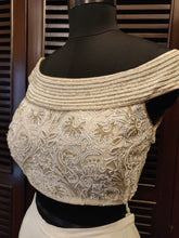 Load image into Gallery viewer, White off shoulder embroidery blouse

