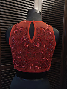 Red sequin blouse