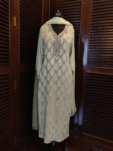 Mint green banarsi kurta suit