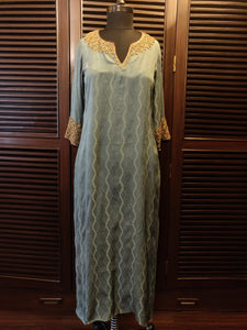 Teel blue  kurta suit in zardozi