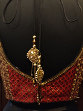 Load image into Gallery viewer, Maroon brocade patchwork blouse
