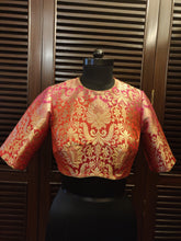 Load image into Gallery viewer, Ombre red and fuchsia high neck blouse
