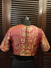 Load image into Gallery viewer, Ombre red and fuchsia high neck blouse
