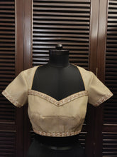 Load image into Gallery viewer, Gold kundan work sweetheart neck blouse
