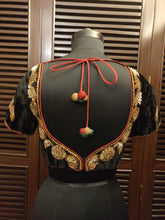 Load image into Gallery viewer, Black velvet zardozi blouse
