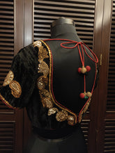 Load image into Gallery viewer, Black velvet zardozi blouse
