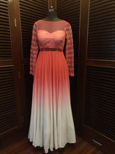 Load image into Gallery viewer, Ombre  coral pink and grey anarkali gown
