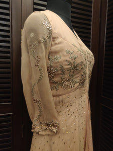 Champagne anarkali jacket with sharara pants