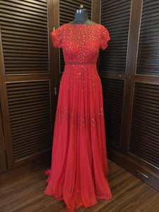 Red anarkali gown