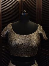 Load image into Gallery viewer, Dull gold and pewter sequence blouse
