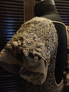 Dull gold and pewter sequence blouse