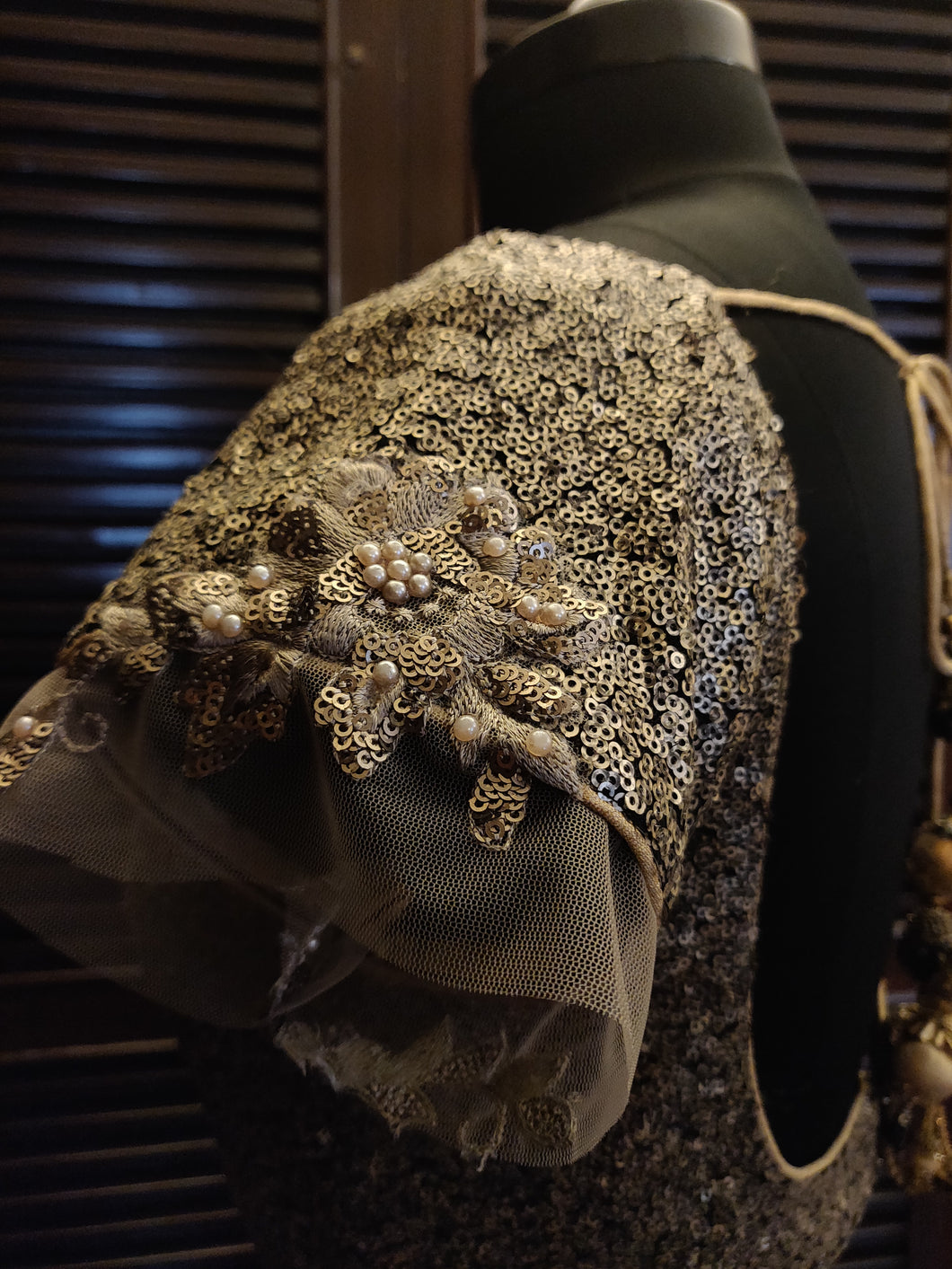 Dull gold and pewter sequence blouse