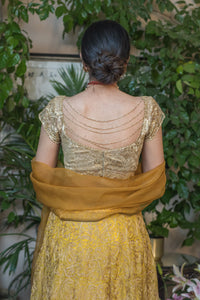 Mustard jal  embroidery lehenga ( price on request)