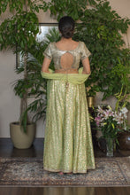 Load image into Gallery viewer, Lime green lehenga with mirror work
